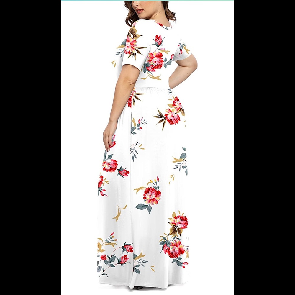 ๐ Plus Size Dresses Short Sleeve Maxi Dress XL-6XL with Pockets - Picture 2 of 3